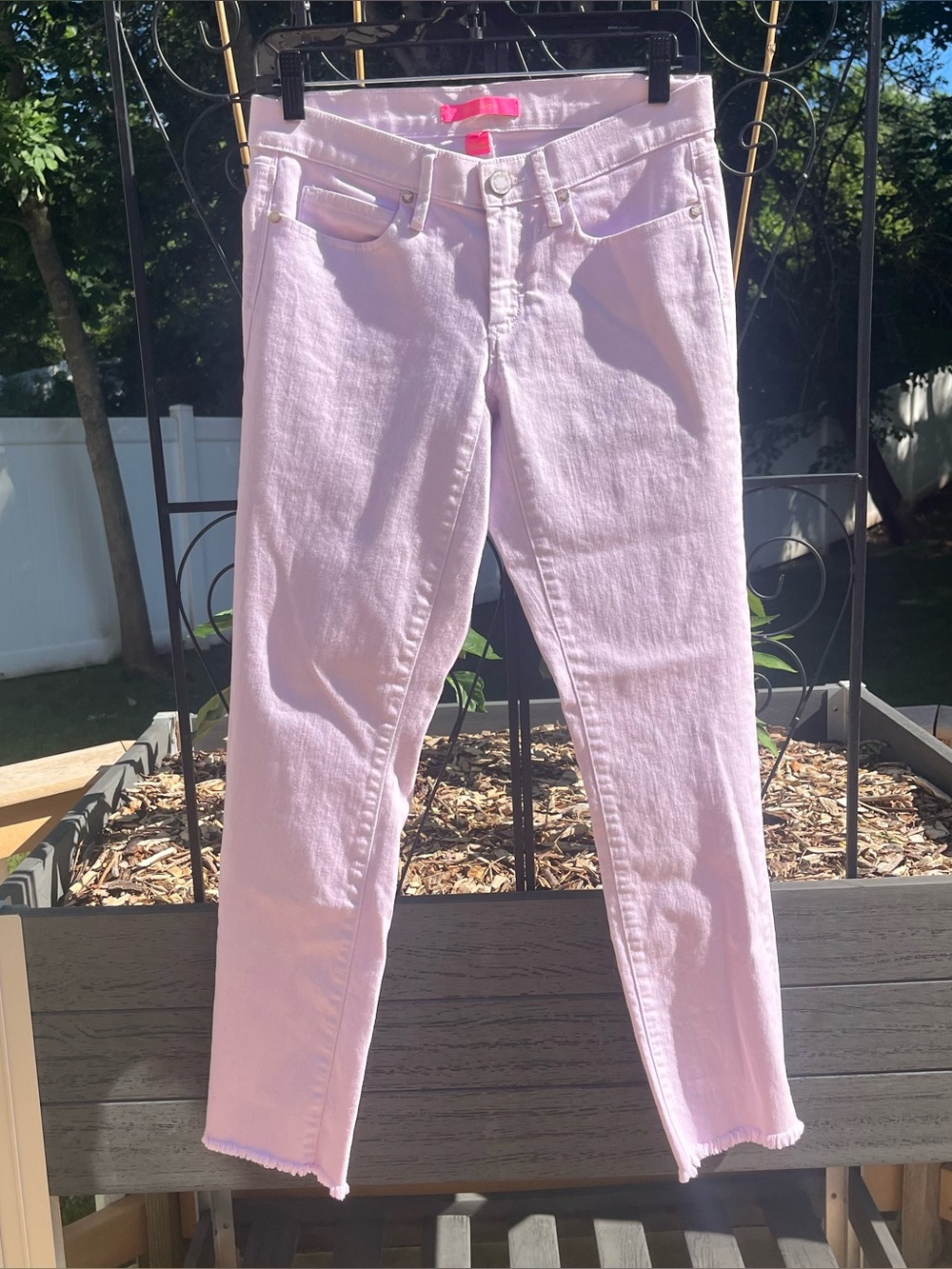 Lilly Pulitzer Women’s South Ocean Skinny Jeans Frayed Hem Sweet Violet Size 2